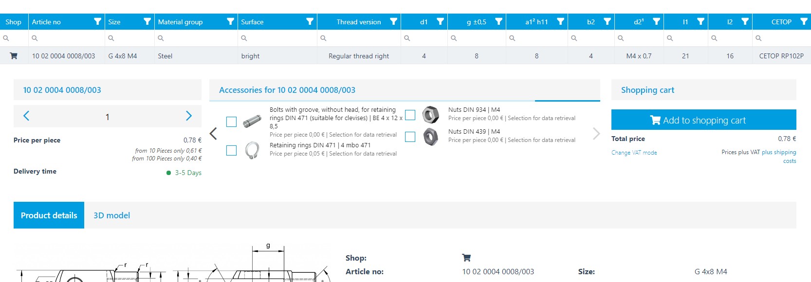 Prices and delivery times