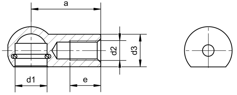 Ball sockets DIN 71805 form A - Dimensional drawing