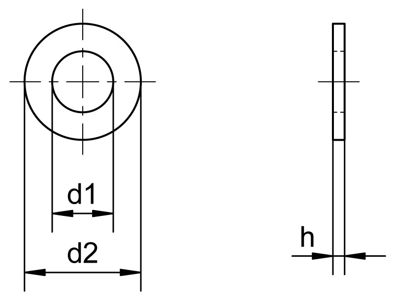 垫圈 DIN 125 A 型 - Dimensional drawing 垫圈 DIN 125 A 型 - Dimensional drawing