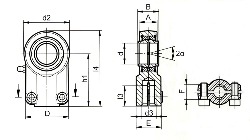 Rod ends hydraulic DIN 24338 / complies in part with ISO 6982 - Dimensional drawing