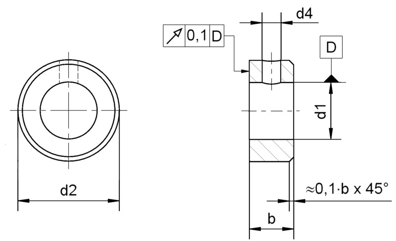 Set collars DIN 705 form B - Dimensional drawing