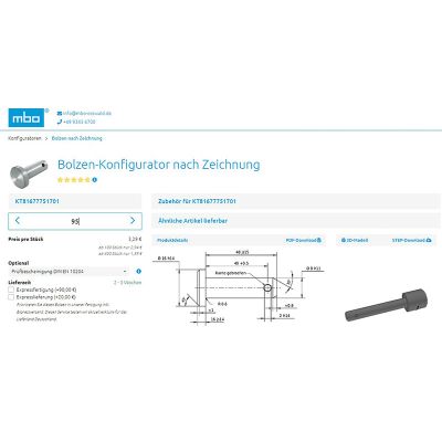 Bolts configurator according to drawing