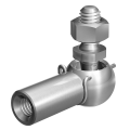 mbo Osswald is angle joint manufacturer, ball joints, angle joints manufacturer, DIN 71802 form CS, with threaded stud and circlip. The following materials are possible: steel or stainless steel 1.4305, resp. stainless steel 1.4404, material quality A4.