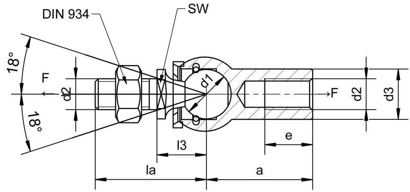 轴向接头，类似于 DIN 71802，可拆卸，带密封帽 - Dimensional drawing