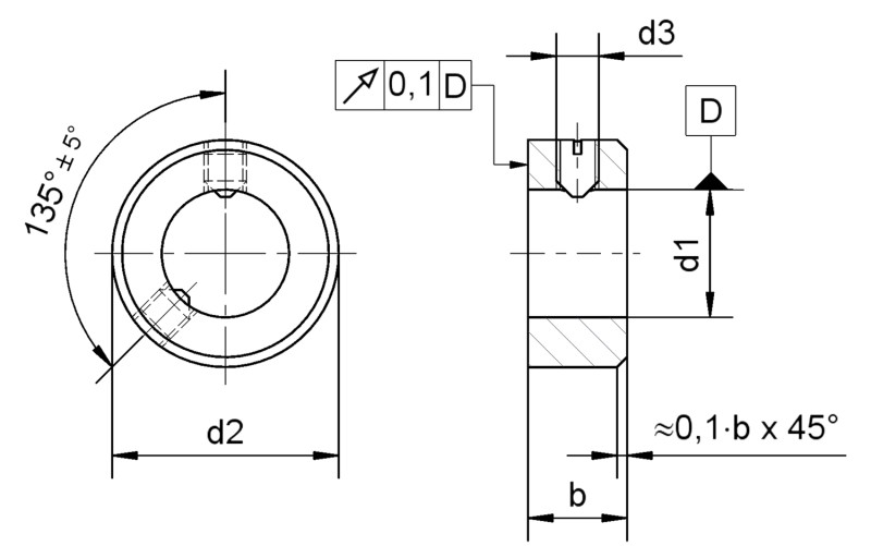 Set collars DIN 705 form A - Dimensional drawing