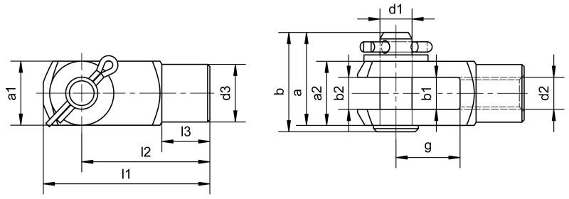 U 形夹接头（DIN 71751 A 型） - Dimensional drawing