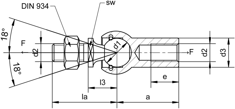 轴向接头，类似于 DIN 71802，可拆卸 - Dimensional drawing