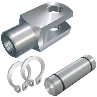 U 形夹接头（类似于 DIN 71751），带凹槽螺栓无头和固定环 DIN 471，松动