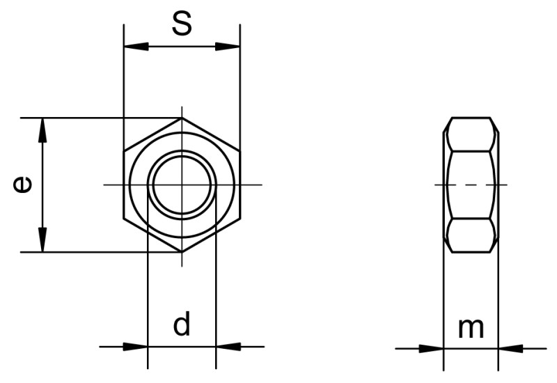 螺母 DIN 934 - Dimensional drawing
