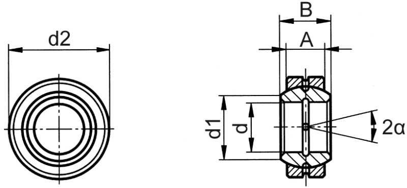 Pivoting bearings DIN ISO 12240-1 (DIN 648) E series steel/steel version - Dimensional drawing