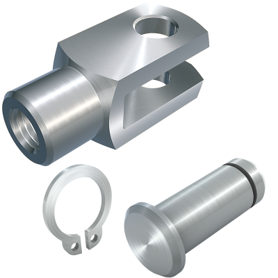 U 形夹接头（类似于 DIN 71751），带凹槽螺栓和固定环 DIN 471，松动