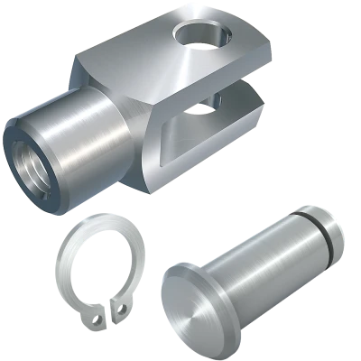 U 形夹接头（类似于 DIN 71751），带凹槽螺栓和固定环 DIN 471，松动