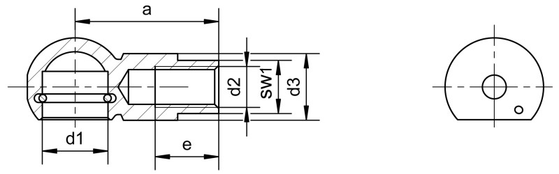 球座，类似于 DIN 71805 B 型，带扳手表面 - Dimensional drawing