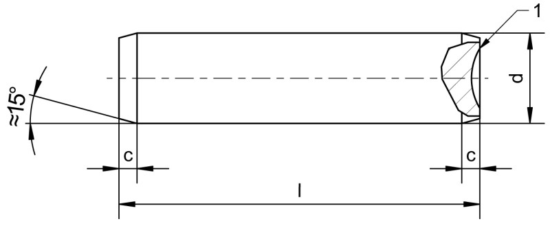 Parallel pins DIN EN ISO 2338 - Dimensional drawing