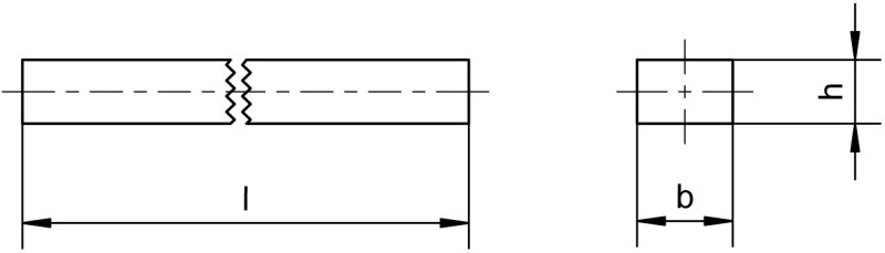 Key steels DIN 6880 - Dimensional drawing